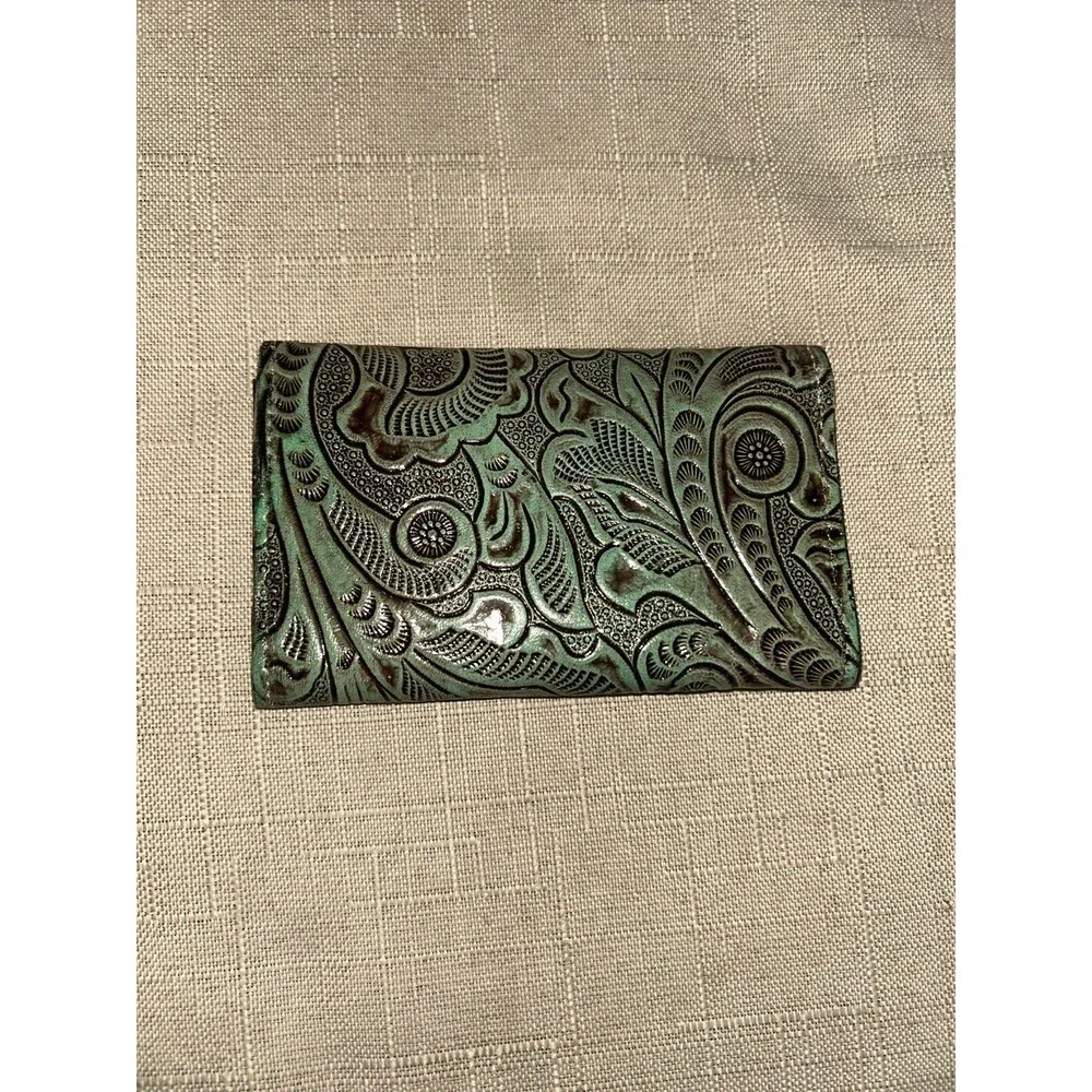 Turquoise Embossed Leather Wallet